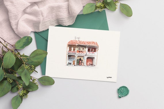 Singapore Street A6 Watercolour Artprint