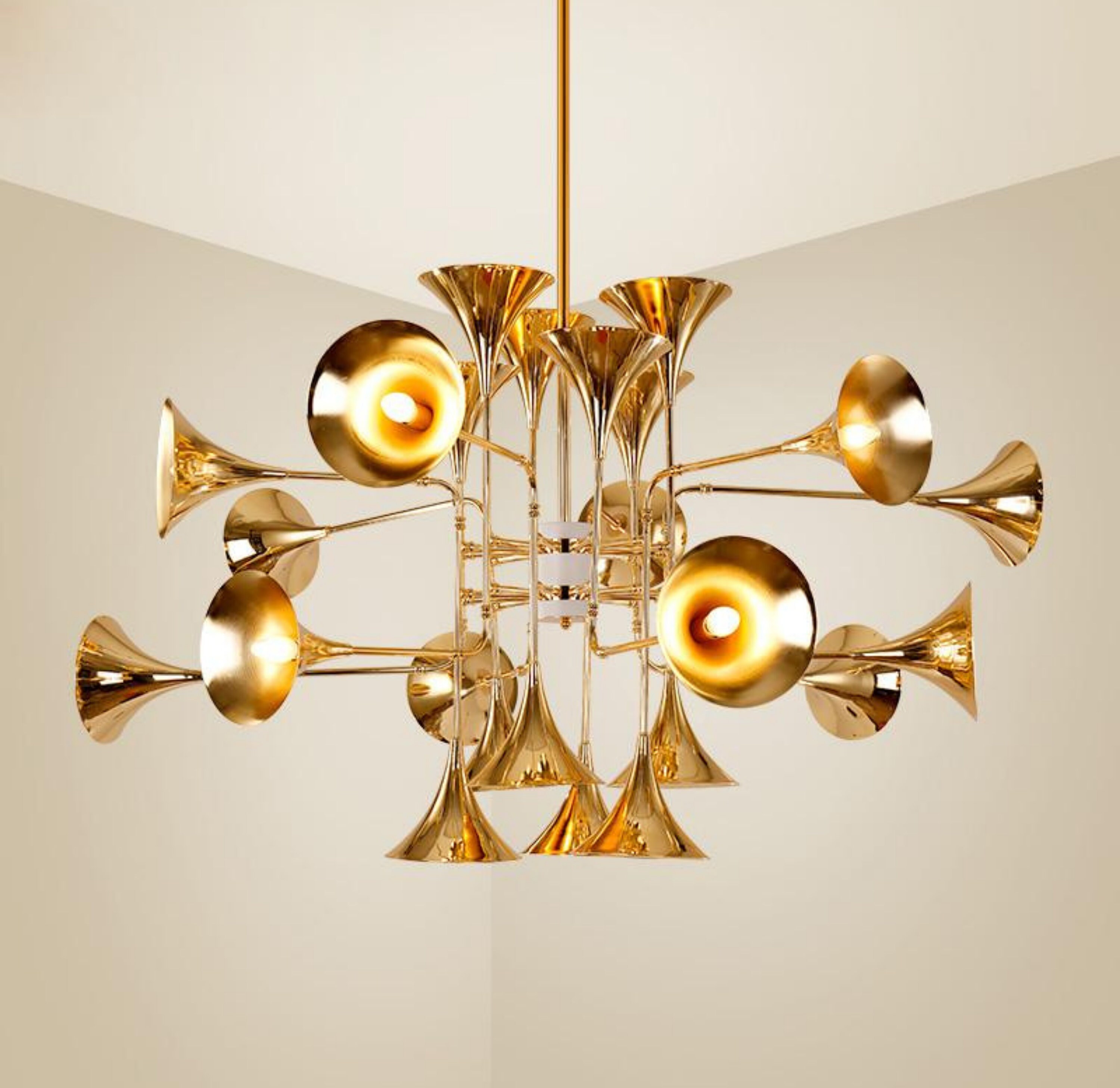 Chandelier metal modern Trumpet Chandelier Wedding Etsy