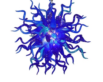 Blue blown glass chandelier lighting , murano chandelier lighting fixture, statement lighting , modern style hand made glass lighting