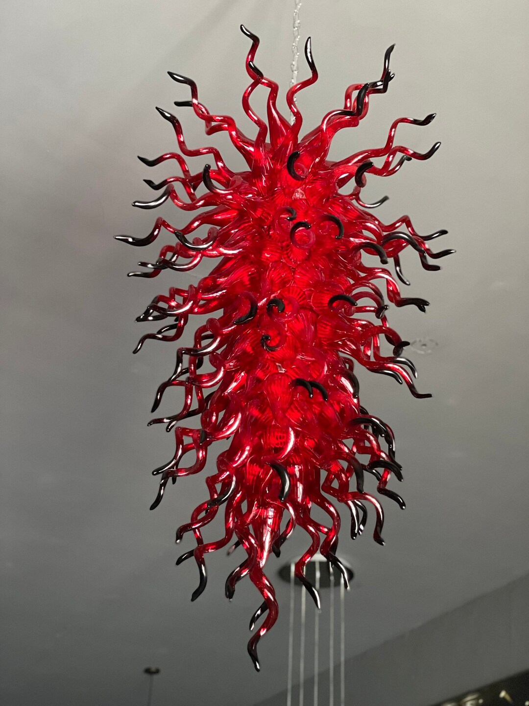 Large Blown Glass Chandelier Lighting, Glass Light Fixture for Bedroom
