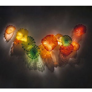 10 mouth blown glass sconces, wall decoration for home , blown glass wall art sconce for living room , wall mounted floral sconces