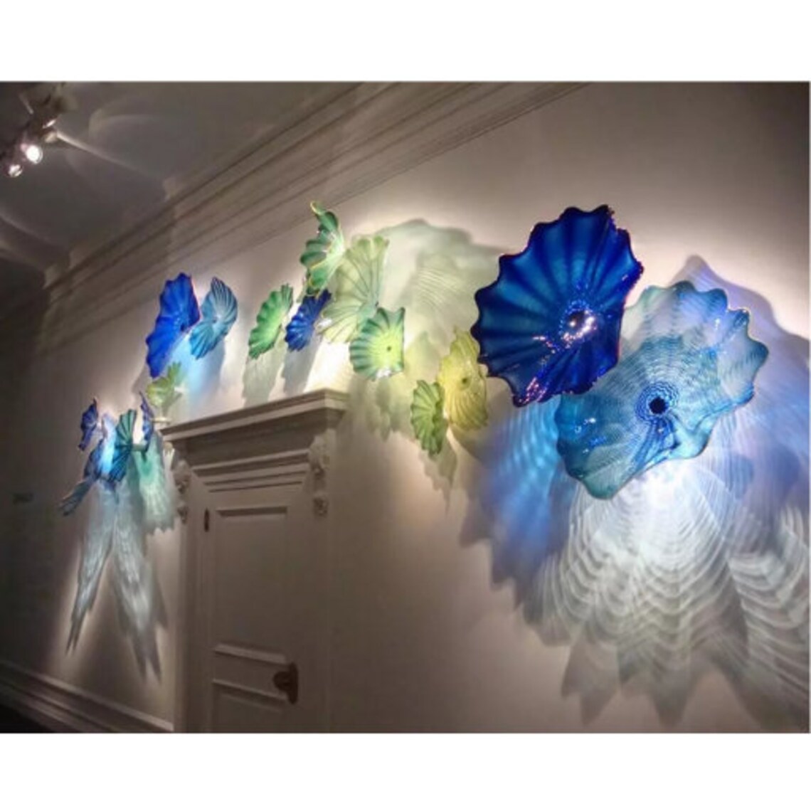 Handmade Blown Glass Wall Sconces Lights Wall Mounted Floral Etsy UK