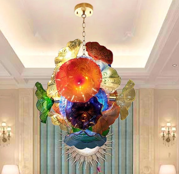 Mexican blown glass chandelier deals