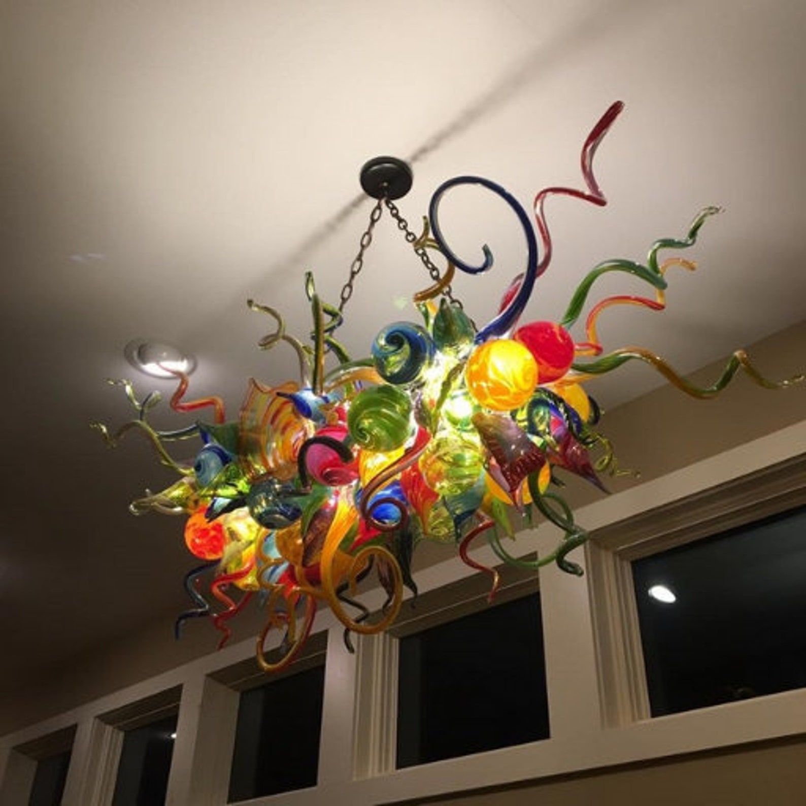 Large Chihuly chandelier lighting fixture handblown Etsy