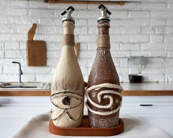 Olivenöl Spender | Öl Flasche Für Küche | Essig & Menage | Handmade Kitchen Decor | Glasflaschen Olivenöl | Essigausgießer