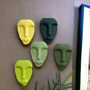 Wall Hanging Ceramic Mask Set of 5, Sculpture Handmade Art, Wall Decorative Mask, Modern Colorful abstract Face Mask for Wall