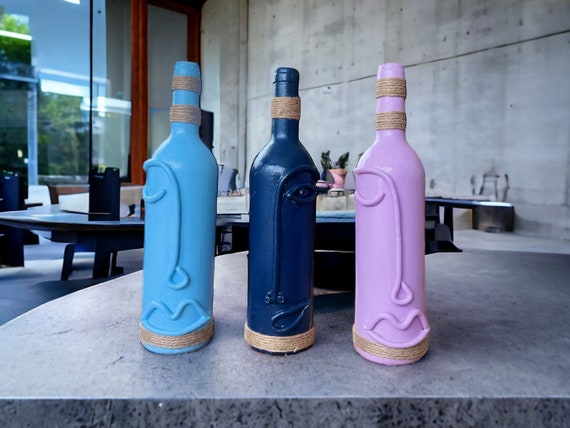 Personalized Recycled Glass Wine Bottle Decorations 3-piece Set, Wine  Bottle Decor, Decorative Bottle, Home Decor Accent, Unique Gift - Etsy