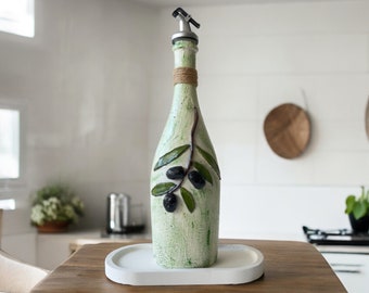 Hand Painted Kitchen Decorative Gift | Handmade Oil Bottle | Vinegar & Oil Cruet | Olive Oil Dispenser | Oil Pourer For Kitchen Storage