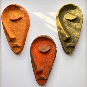 Stone Sculpture Wall Mask Set, Handmade Abstract Half-Face Decor for Home & Office, Unique Housewarming Gift, Valentine&#39;s Day Gifts