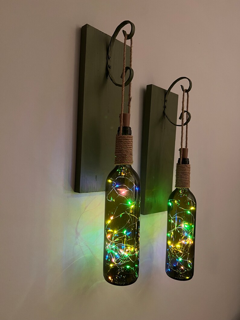 Wine Bottle Wall Sconce Set of 2, Wine Bottle Wall Sconce With Fairly
