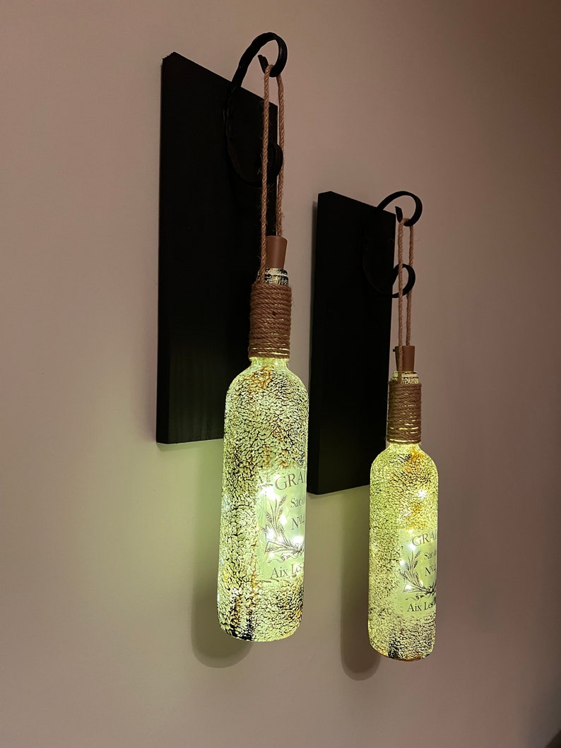Wine Bottle Wall Sconce Set of 2, Wine Bottle Wall Sconce With Fairly