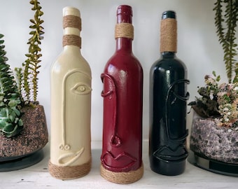 Wine bottle decorations, Wine bottle decor Hand painted, Custom decorated wine bottles, Christmas decorations, Christmas gift,