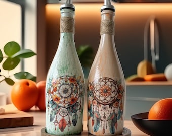 Kundenspezifische Olivenölflasche, Olivenölbehälter, handgefertigter entworfener Küchengewürzspender, Ölmenage, Küchendekoration