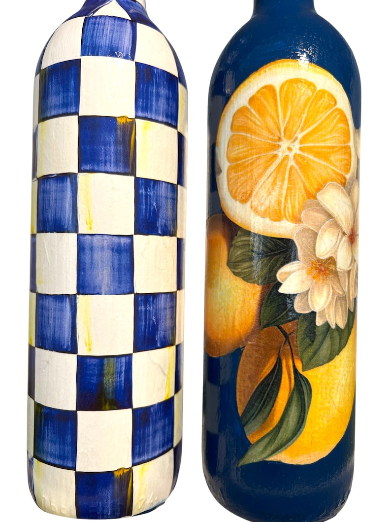 750 Ml Handmade Checkered Pattern Glass Oil Bottle Set (2 Pcs) – Gold ...