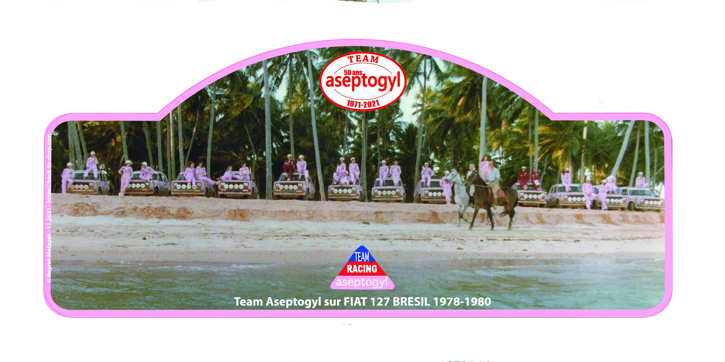 Plaque Rallye 50 Ans Aseptogyl - Fiat 127 Canne à Sucre Team Bresil Exemplaires