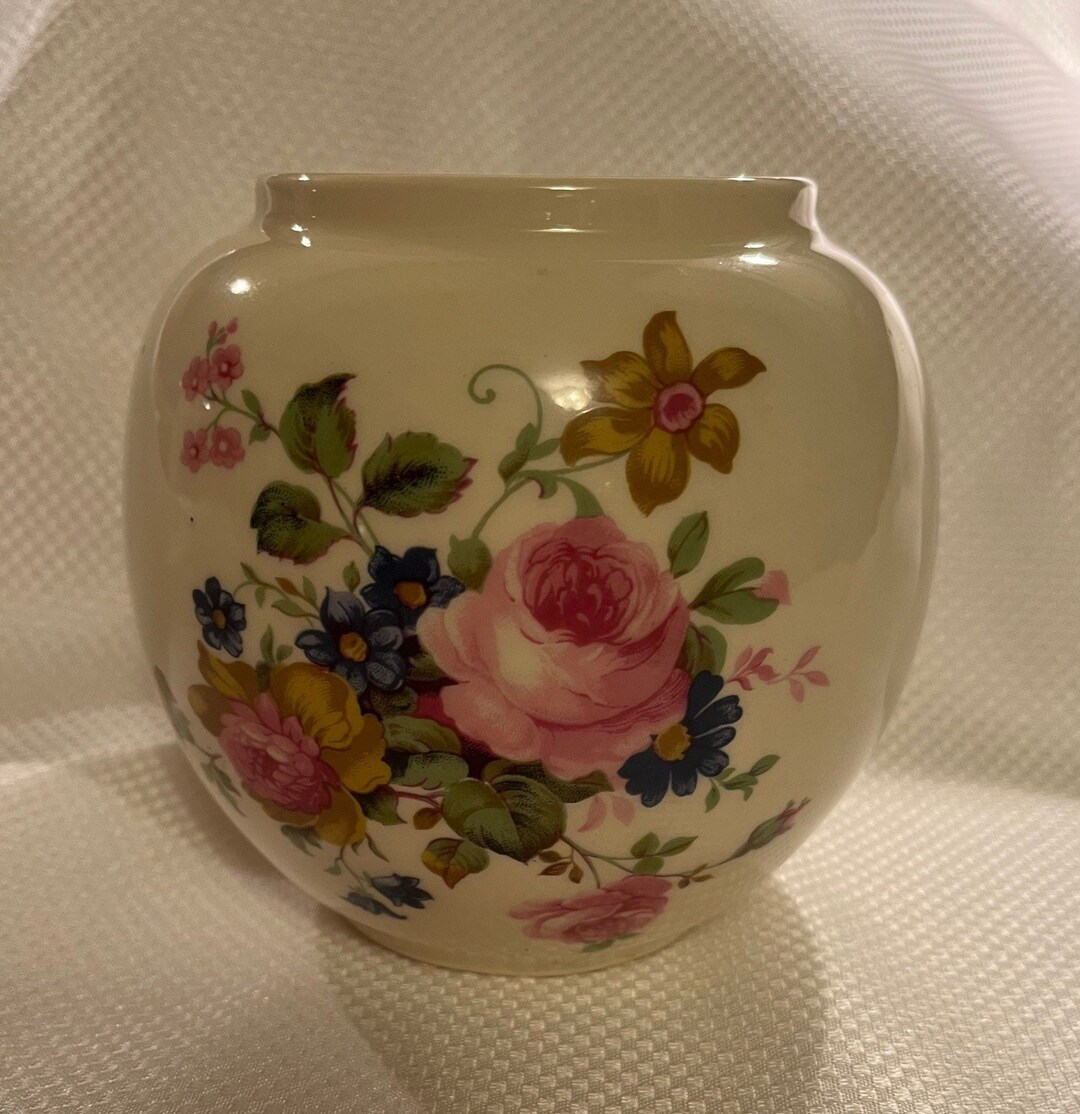 English Floral Vase Jar Etsy