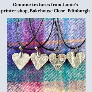 Outlander fan gift, Jamie Fraser, Edinburgh,heart pendant, jewelry, original, texture, Scotland gift, birthday, Sassenach jewellery