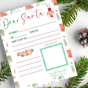 Carta a Papá Noel para imprimir Carta a Papá Noel fácil de imprimir Descarga instantánea Descarga digital Plantilla de carta a Papá Noel