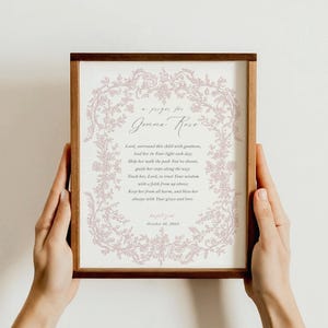 Personalized Baptism Gift Girl Christening Prayer Printable Baptism Prayer Sign Gift to Godchild Godparents Gift Prayer Art, H32G