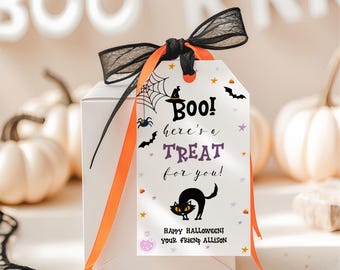 Halloween Favor Tags, Editable Boo Halloween Tags, Trick or Treat Favor Tags, Classroom Halloween Treat Tag, Spooky Halloween Gift Tag
