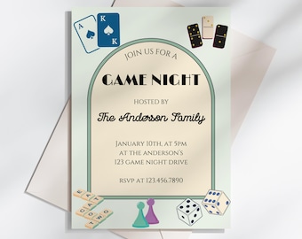 Game Night Invitation Editable Family House Party Invite Board Games Night Family Game Night