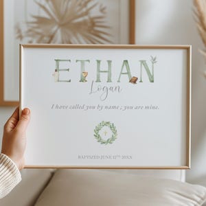 Personalized Baptism Gift, Gift for Godson, Baptism Gift Boy, Baby Boy Christening Sign, Dedication Gift Printable, Gift from Godparent