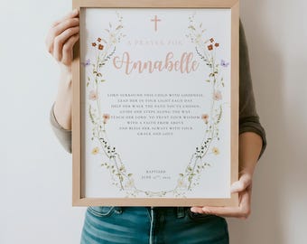 Personalized Baptism Gift For Goddaughter Girl Christening Gift Printable Baptism Prayer Sign Christening Prayer Art Baby Dedication Picture