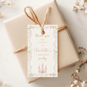 Once Upon a Time Birthday Thank You Tag, Princess 1st Birthday Favor Tag, Princess Theme Bday Decor, Editable Template, h723