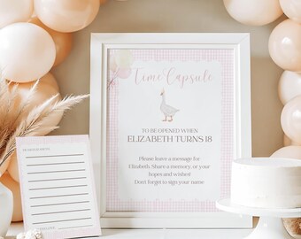 Editable Silly Goose Time Capsule Sign First Birthday Goose Themed Party Time Capsule Game for 1st Birthday