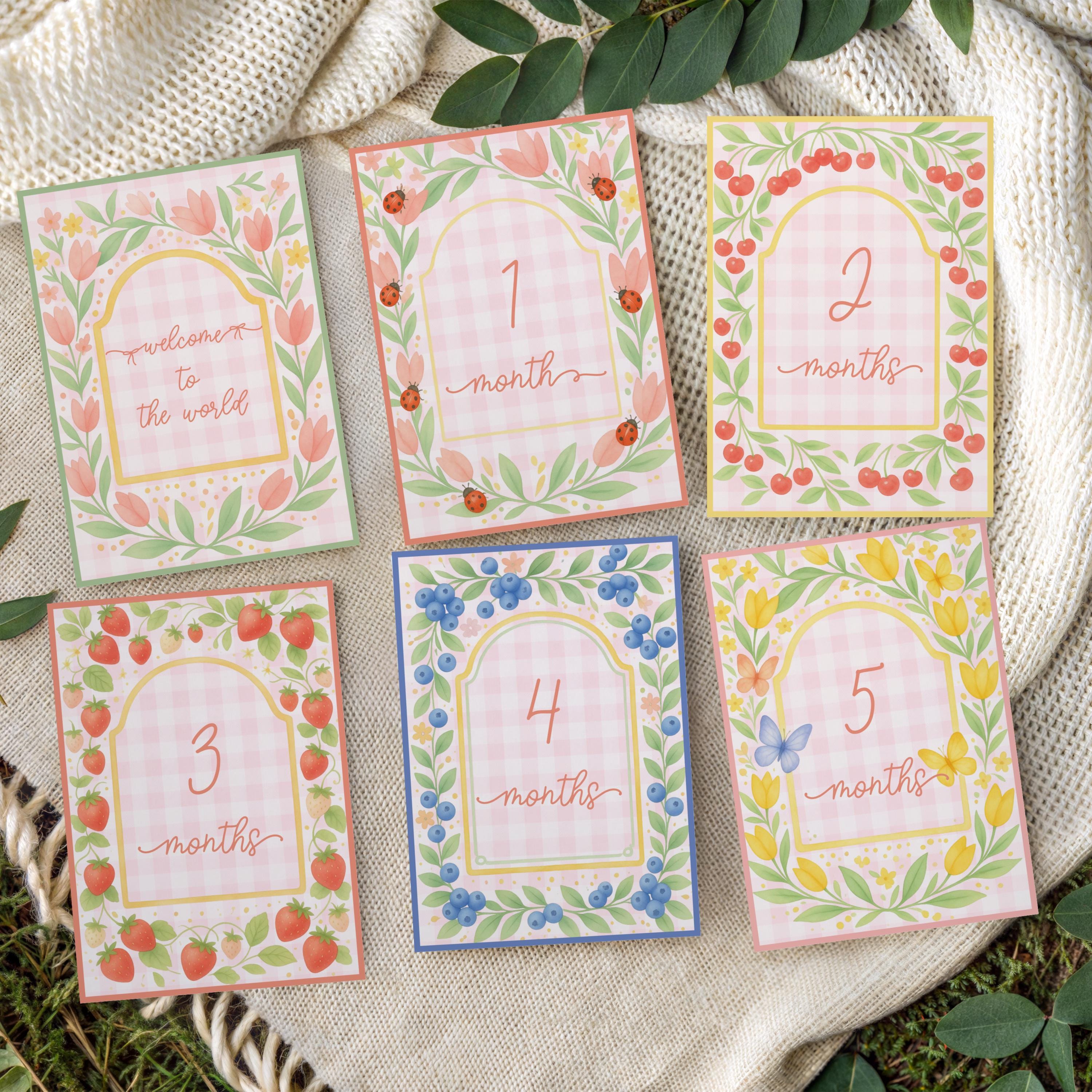 Vintage Floral Baby Milestone Cards, Baby Shower Gift, Nursery Photo ...