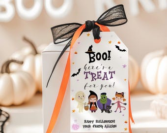 Editable Halloween Favor Tag, Editable Boo Halloween Tag, Trick or Treat Favor Tag, Classroom Halloween Treat Tag, Spooky Halloween Gift Tag