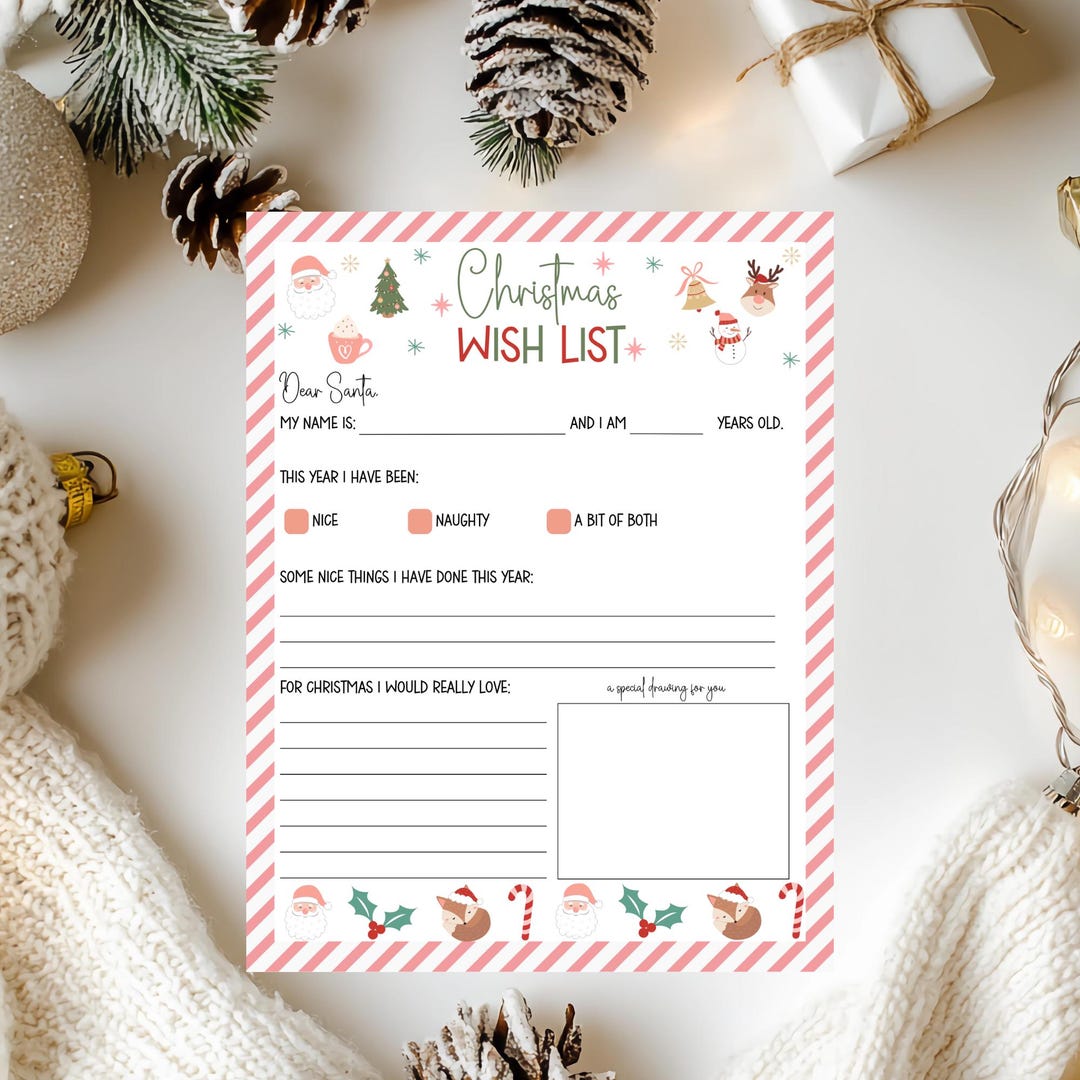Christmas Wish List Printable, Letter to Santa, Christmas Printable for ...