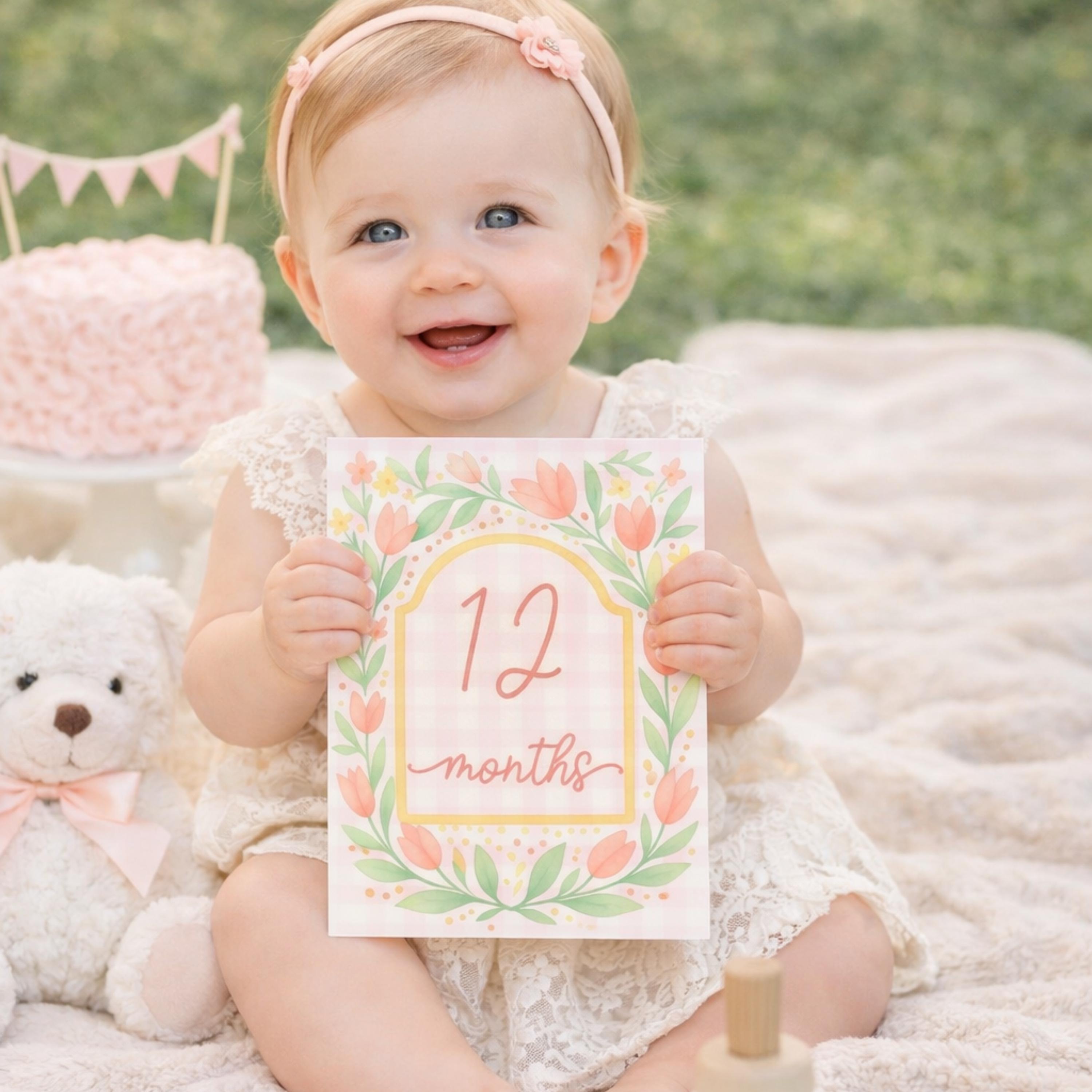 Vintage Floral Baby Milestone Cards, Baby Shower Gift, Nursery Photo ...