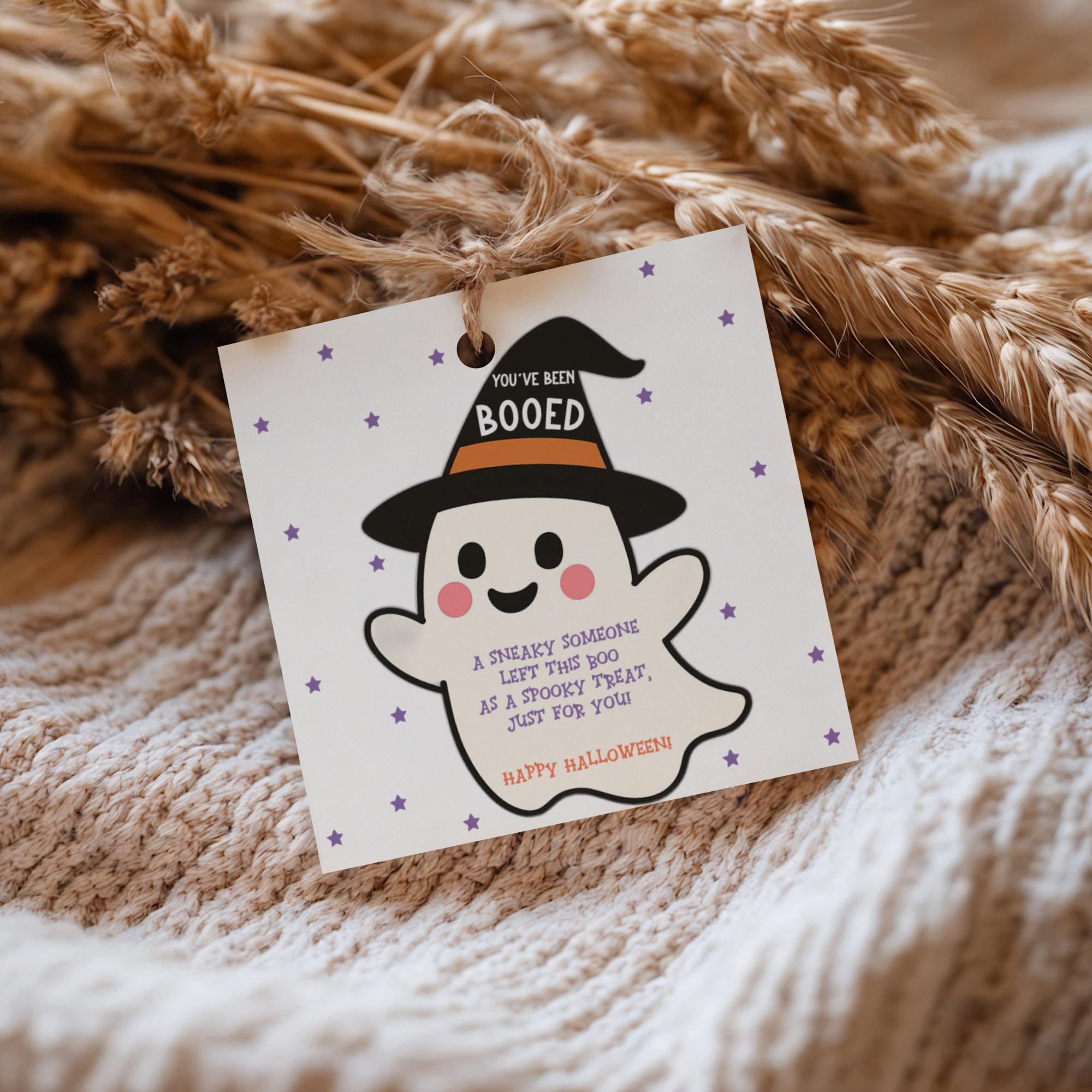 Halloween You've Been Booed Square Favor Tag Template, Printable Trick ...
