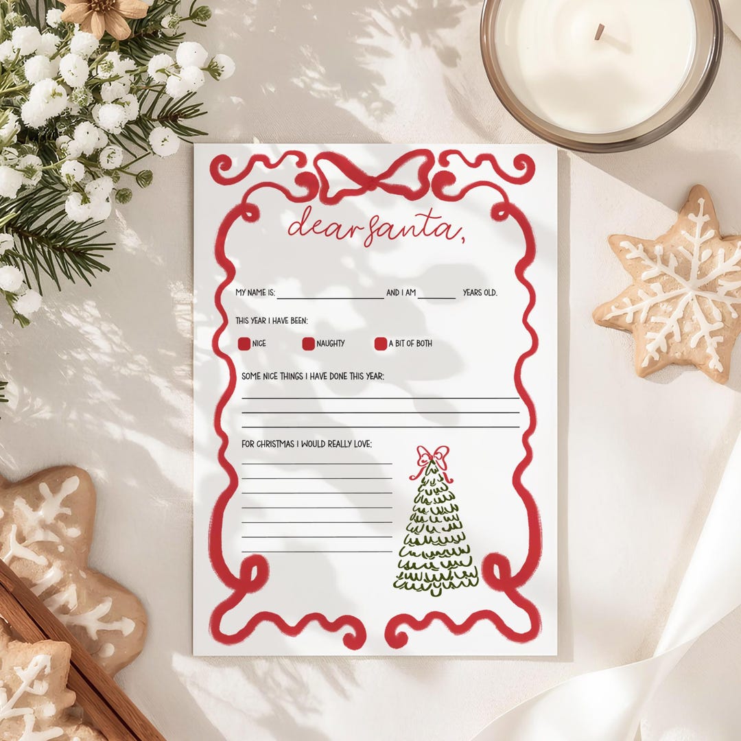 Christmas Wish List Printable, Letter to Santa Printable for Kids, 8 ...