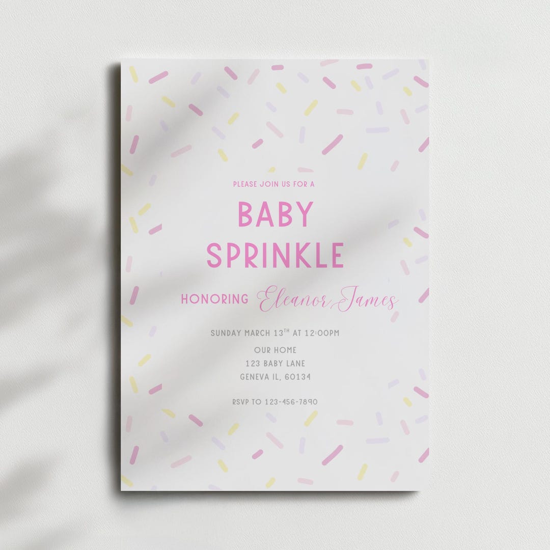Editable Baby Sprinkle Invitation Template, Pink Baby Sprinkle Shower ...