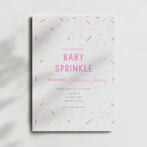 Editable Baby Sprinkle Invitation Template, Pink Baby Sprinkle Shower, 2nd Baby Shower Invite, Baby Shower Invitation, Instant Download
