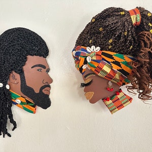 Black History Kente Couple Wreath, Don King and Diva Queen, Juneteenth