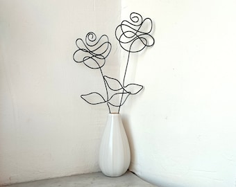 Roses en fil de fer 2d, fleurs artificielles, wire art, déco nature, chic, romantique