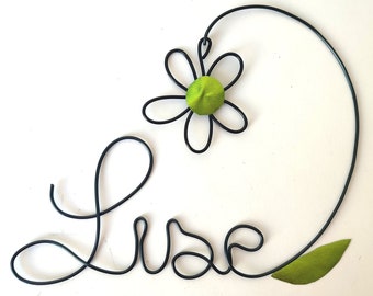 Prénom en fil de fer, prénom fleur, personnalisable, Lise ou autre jusqu'à 8 lettres, wire art, nature, bohème, cadeau naissance, fêtes