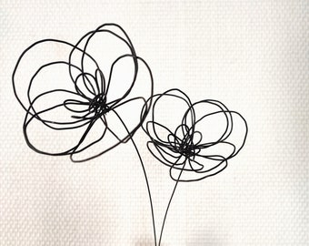 Fleur pivoine en fil de fer, wire art, sculpture métal, noces de pivoine, fleurs mariage, cadeau romantique, déco intérieure, cadeau femme