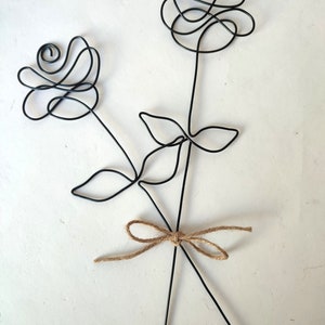 Roses en fil de fer 2d, fleurs artificielles, wire art, déco nature, chic, romantique image 3