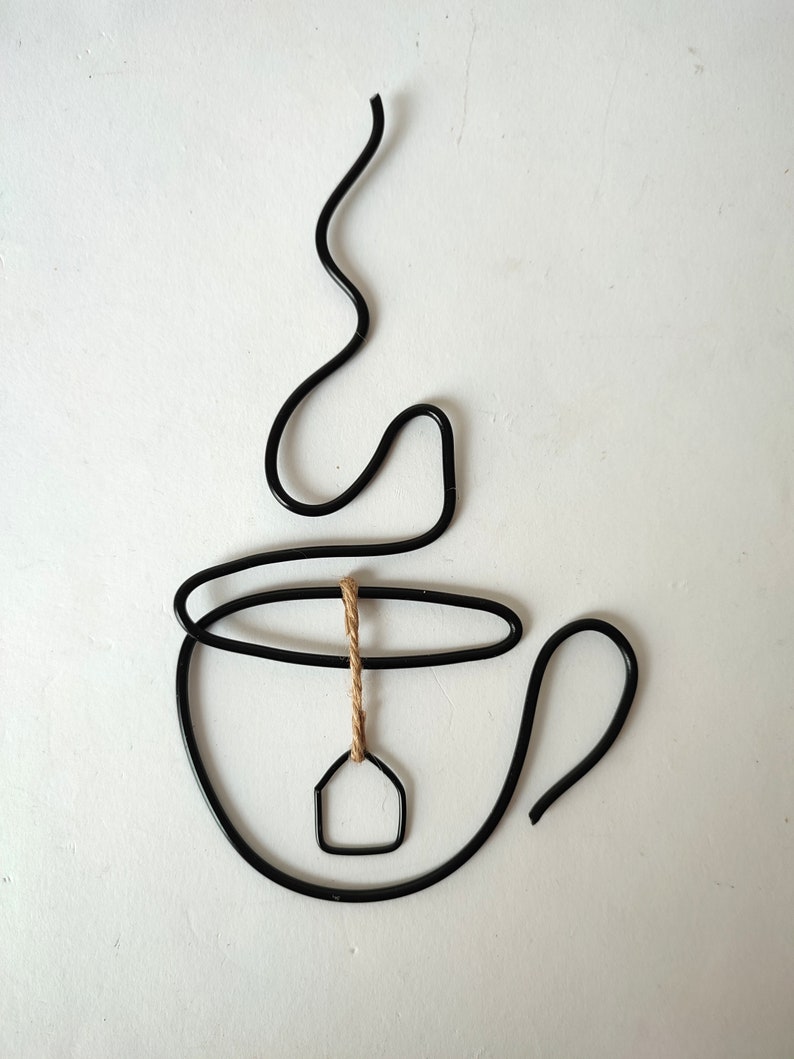 Théière, tasse, Pause thé, sculptures en fil de fer, wire art, wall art, bijou de mur, déco cuisine, fête des mères image 3