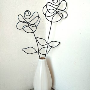 Roses en fil de fer 2d, fleurs artificielles, wire art, déco nature, chic, romantique image 2