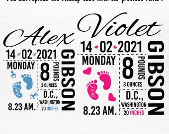 Download Birth Announcement Svg Etsy