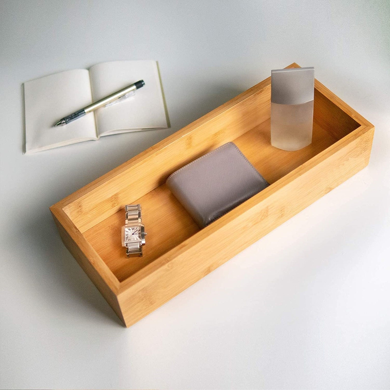 Natural Bamboo Vanity Tray SlipResistant Wooden Bathroom Etsy