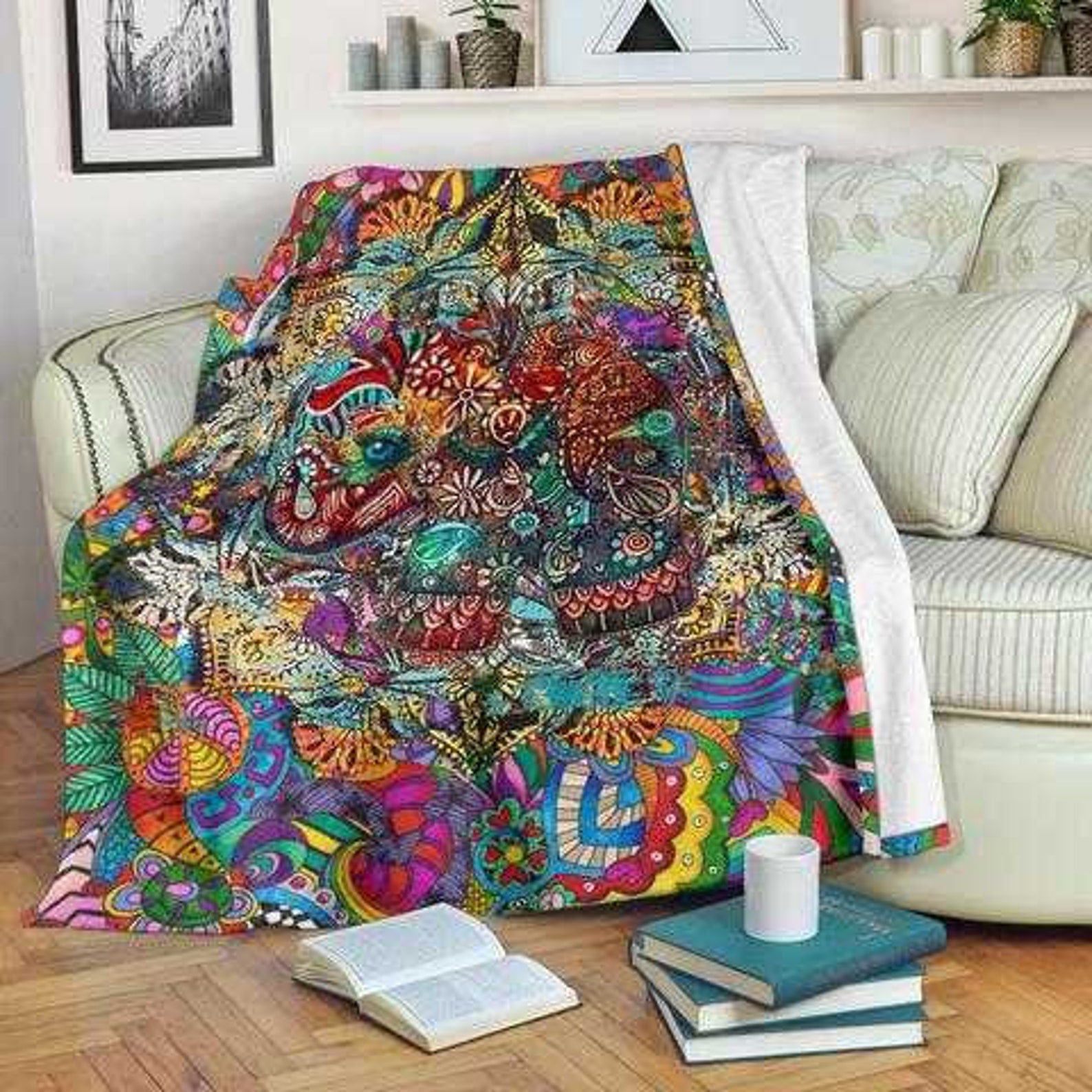 Hippie Blanket Hippie Bedding Trippy Bedding Picnic Blanket Etsy