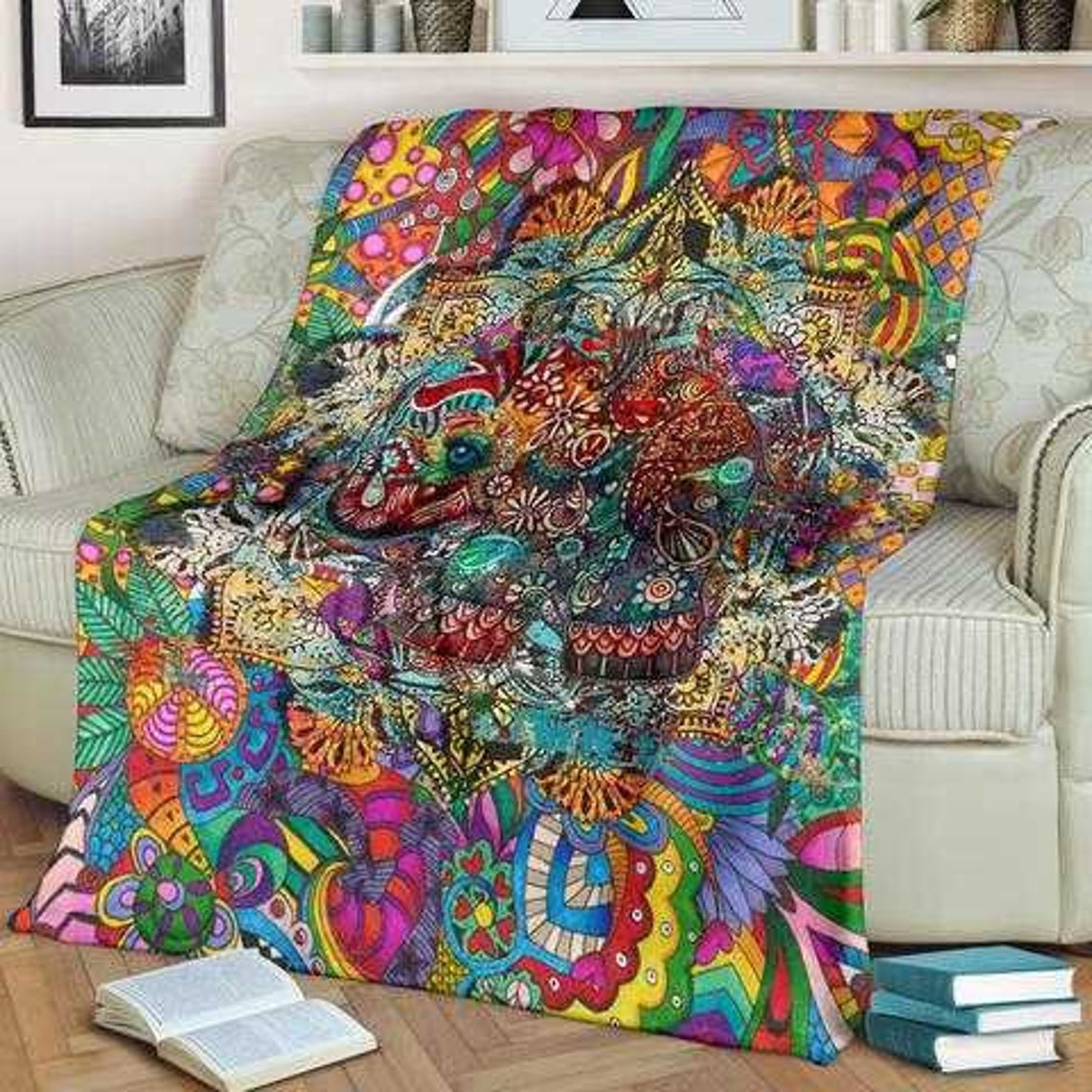 Hippie Blanket Hippie Bedding Trippy Bedding Picnic Blanket Etsy