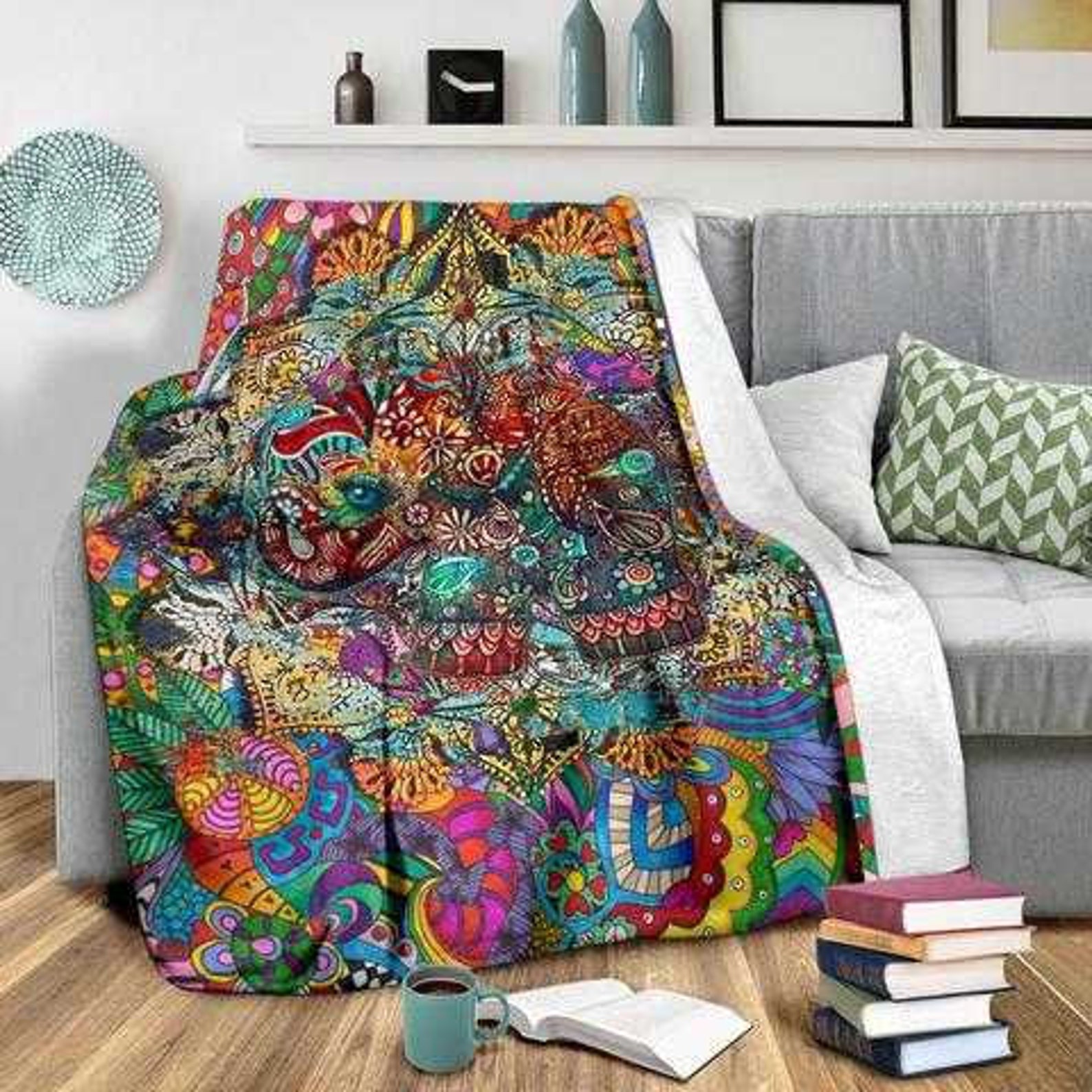 Hippie Blanket Hippie Bedding Trippy Bedding Picnic Blanket Etsy