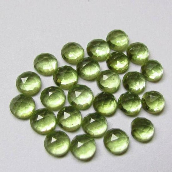 5mm/6mm/7mm/8mm Natural Green Peridot round rose cut flat back cabochon for jewelry